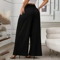 thumbnail image 5 of Roncen Plus Size Women's Wide Leg Pants - Loose Fit Solid Color Trousers with Elastic Waist & Stylish Back Design, 5 of 9