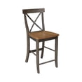 thumbnail image 3 of 36" Round Wood Extension Counterheight Table and 2 Stools in Hickory/Washed Coal, 3 of 4