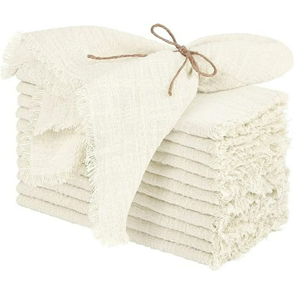 Xukmct Pack of 12 Soft Cotton Napkins Washable Cloth Napkins Square Napkins for Dinners, Parties, Weddings, 17 x 17 Inch