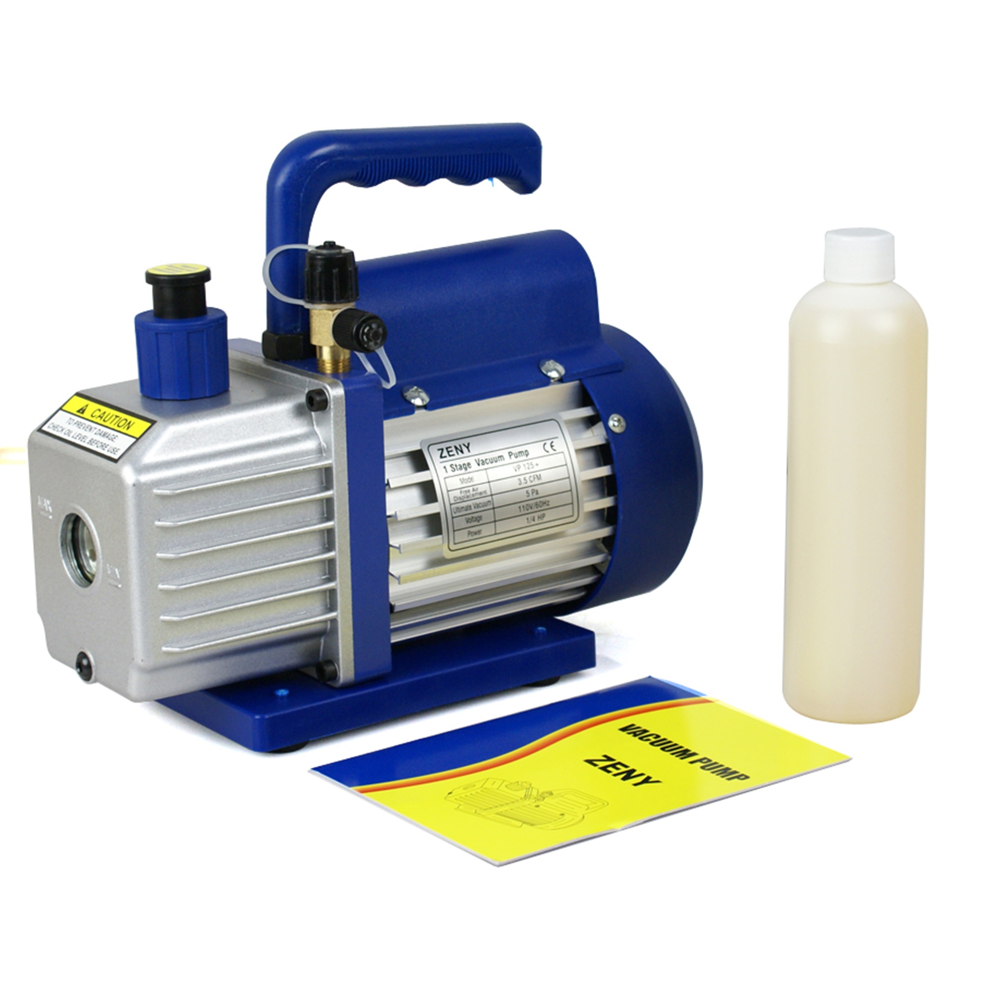 ZENY 3.5CFM Single-Stage Vane Vacuum Pump for HVAC & Auto AC Recharging with R134a Manifold