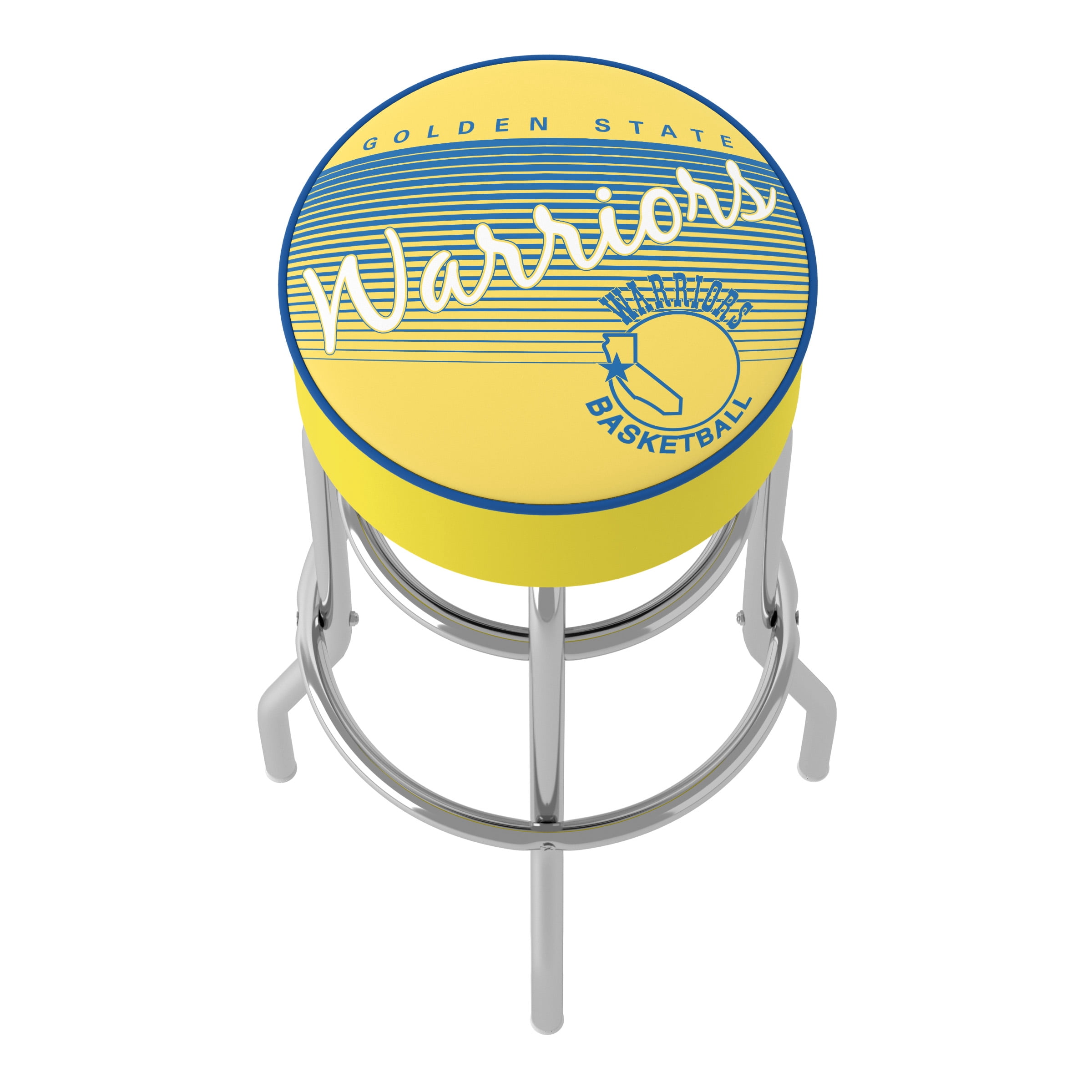 Trademark Gameroom Golden State Warriors Hardwood Classics Bar Stool with Padded Seat