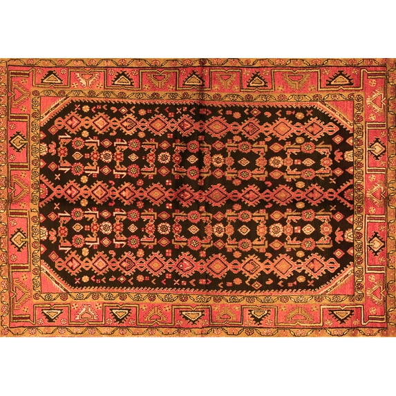 Ahgly Company Indoor Rectangle Persian Orange Traditional Area Rugs, 5' x 8'