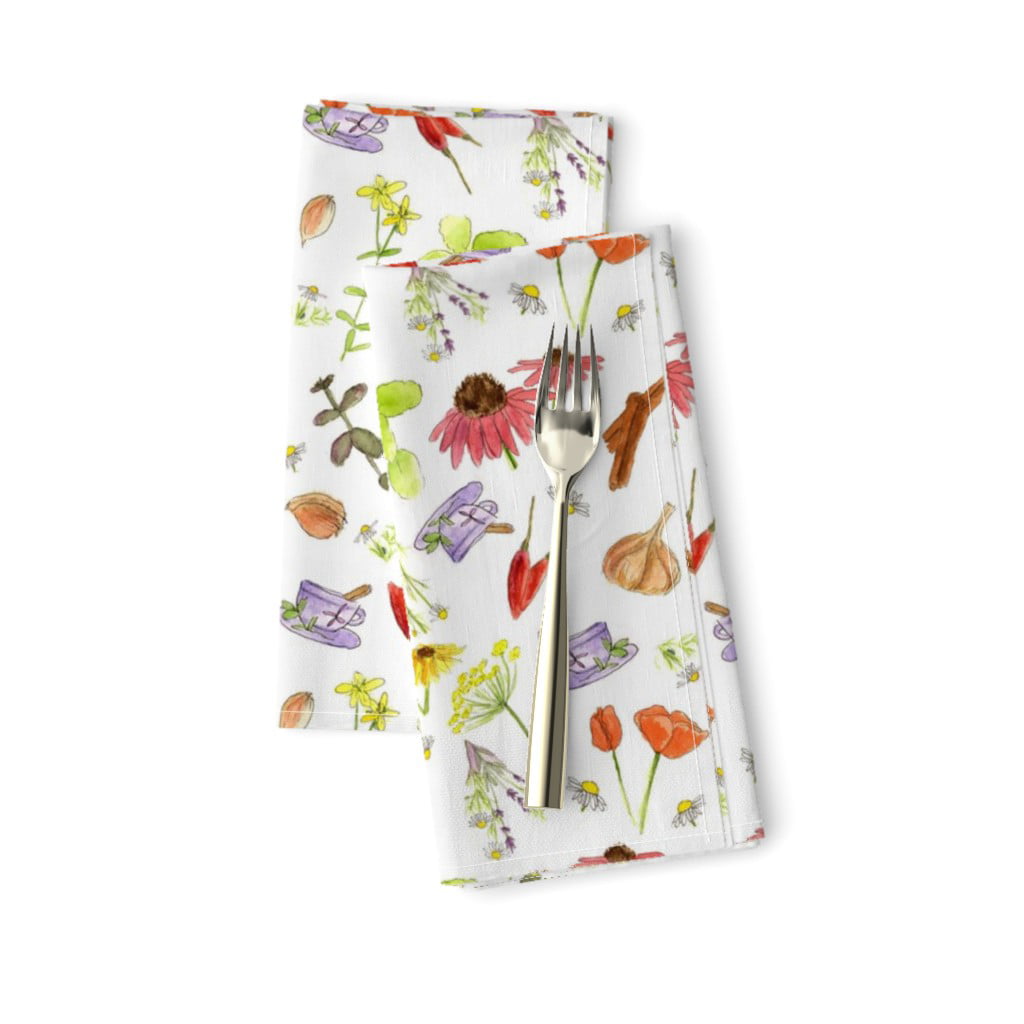 Floral Botanical Harvest Fall Fall Cotton Dinner Napkins by Roostery Set of 2