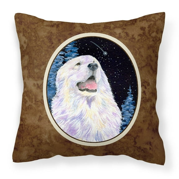 Carolines Treasures SS8466PW1414 Starry Night Great Pyrenees Fabric Decorative Pillow, 14Hx14W, multicolor