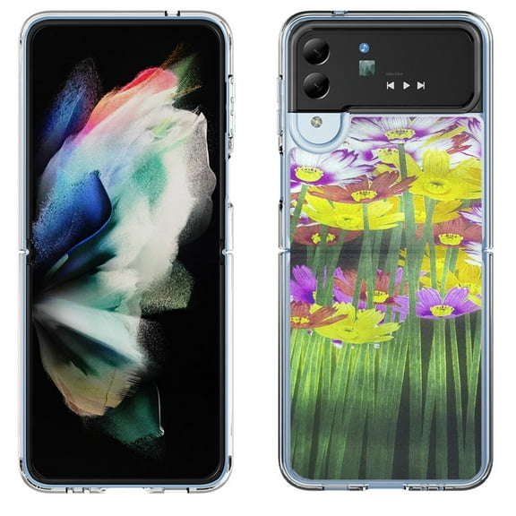 Shockproof Bumper Phone Case for Samsung Galaxy Z Flip 4 5G, by OneToughShield ® - Dream Flower