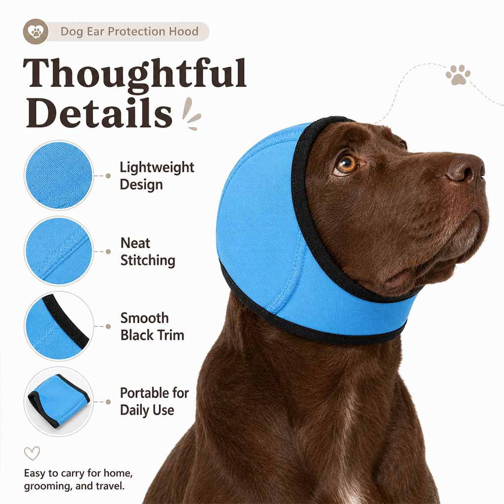 Silent Wuff Dog Earmuffs for Noise Protection, SilentWuff for Dogs Adjustable Calming Hoodie Ear Cover for Fireworks and Bathing, Gray, Small