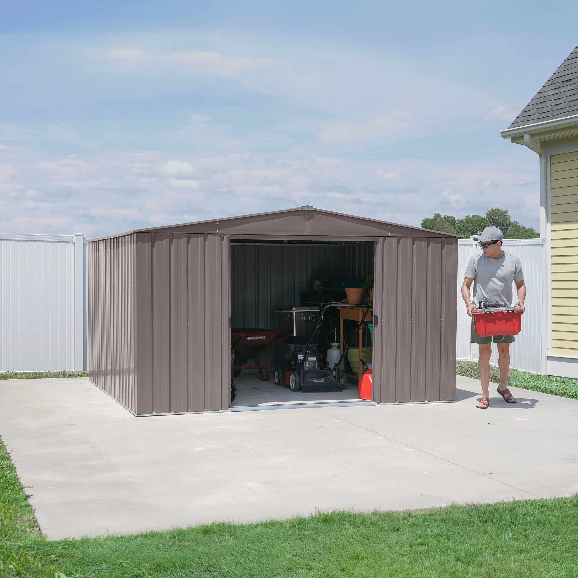 Arrow Essentials 10 x 10 x 6 ft Oswego Tea Steel Shed