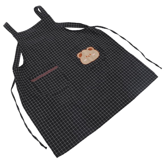 HAMPPLIES Black Kitchen Apron with Adjustable Neck & Waist Straps, Large Front Pocket, Cloth for Cooking, Baking, Home Use