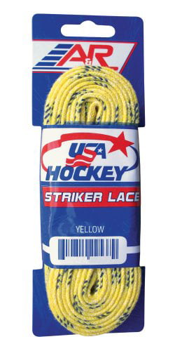 New A&R 2 Pair USA Hockey Striker WAXED Molded Tip Skate Laces Yellow 72"-120" 