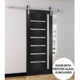 thumbnail image 6 of Sturdy Barn Door | Quadro 4088 Matte Black with Frosted Glass | 6.6FT Rail Hangers Heavy Hardware Set | Solid Panel Interior Doors, 6 of 6