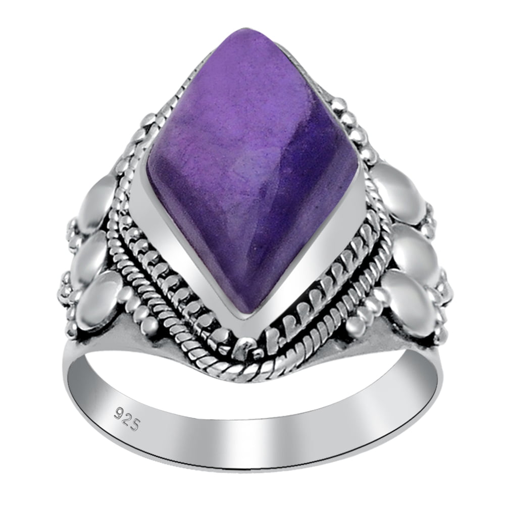 Genuine Purple Amethyst Sterling SILVER Ring 925 Solitaire Gem Size 5½ L to 10 U 
