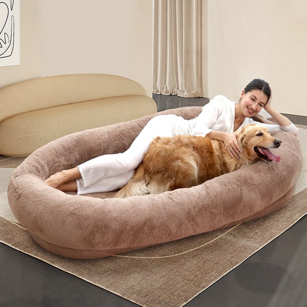MOPHOTO Large Human Dog Bed, 72" x 51" x 12"Large Size Bean Bag Bed for