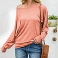 thumbnail image 4 of CEHVOM Blouse Décontractée à Manches Longues pour Femmes, Col Rond, Couture Unie, Ample et Fine, 4 of 5