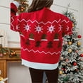 thumbnail image 2 of Fgnfyis Chandail de Noël pour Femme d'Automne et d'Hiver à Col Rond, Manches Longues, Chandail à Enfiler, Design Festif, Chandails de Noël pour Femmes Rouge P, 2 of 9