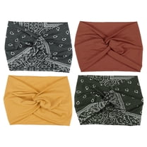 4pcs Fashion Bohemia Widening Knotted Headwrap for Women Red Yellow Green Gray