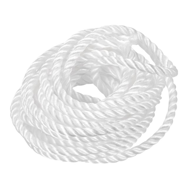 Torcida Albañil Línea Nylon Cordel Cuerda Cordón Blanco 5M/16.4 Pies 8mm Diámetro para Redes, Paisajismo, Hogar Mejora, Bricolaje Proyecto, Artesanía, Albañilería