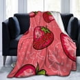 thumbnail image 2 of Strawberry Plush Blanket - Cozy, Warm, Soft Flannel Throw for Couch, Bed, and Travel - Comfy, Lightweight, Anti-Pilling Design for Bedroom, Living Room, and Outdoor Adventures 50in×60in, 2 of 6