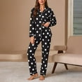 thumbnail image 2 of ShomPort 2 Piece Sleepwear for Womens Polka Dot Printed Long Sleeve Button Up Lapel Loungewear Soft Casual Chest Pocket Pajamas, 2 of 6