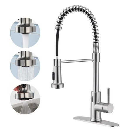 CASAINC Single Handle Kitchen Faucet with Pull Down Sprayer Touchless Sensor Deck Mounted Brushed Nickel