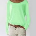 thumbnail image 3 of Women'S Long Sleeve Boat Neck Off Shoulder Blouse Tops Green S, 3 of 5