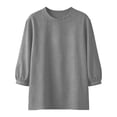 thumbnail image 5 of Blouses for Women Plus Size Crew Neck 3/4 Sleeve Solid Color Casual Outfits for Women Spring Casual Basic Shirt Vacation Fashion Outfit Clothes, 5 of 9
