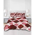 thumbnail image 2 of Full Size Quilt Bedding Set, Red Geometric Moroccan Reversible Summer Quilt 3 Pieces, Abstract Art Red Ombre Modern Lightweight Bedspreads Coverlets with 2 Pillow Shams for All Seasons, 2 of 5