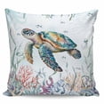 thumbnail image 2 of Sea Turtle Coastal Throw Pillow Covers, Soft Pillowcases with Invisible Zipper, Summer Beach Coral Ocean Seaweed Decorative Square Pillow Cushion Covers for Living Room Couch Sofa Bed 26x26 Inches, 2 of 8