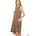 thumbnail image 3 of Zenana Women & Plus Sleeveless Jersey Flared Swing Tank Dress with Side Pockets, 3 of 4