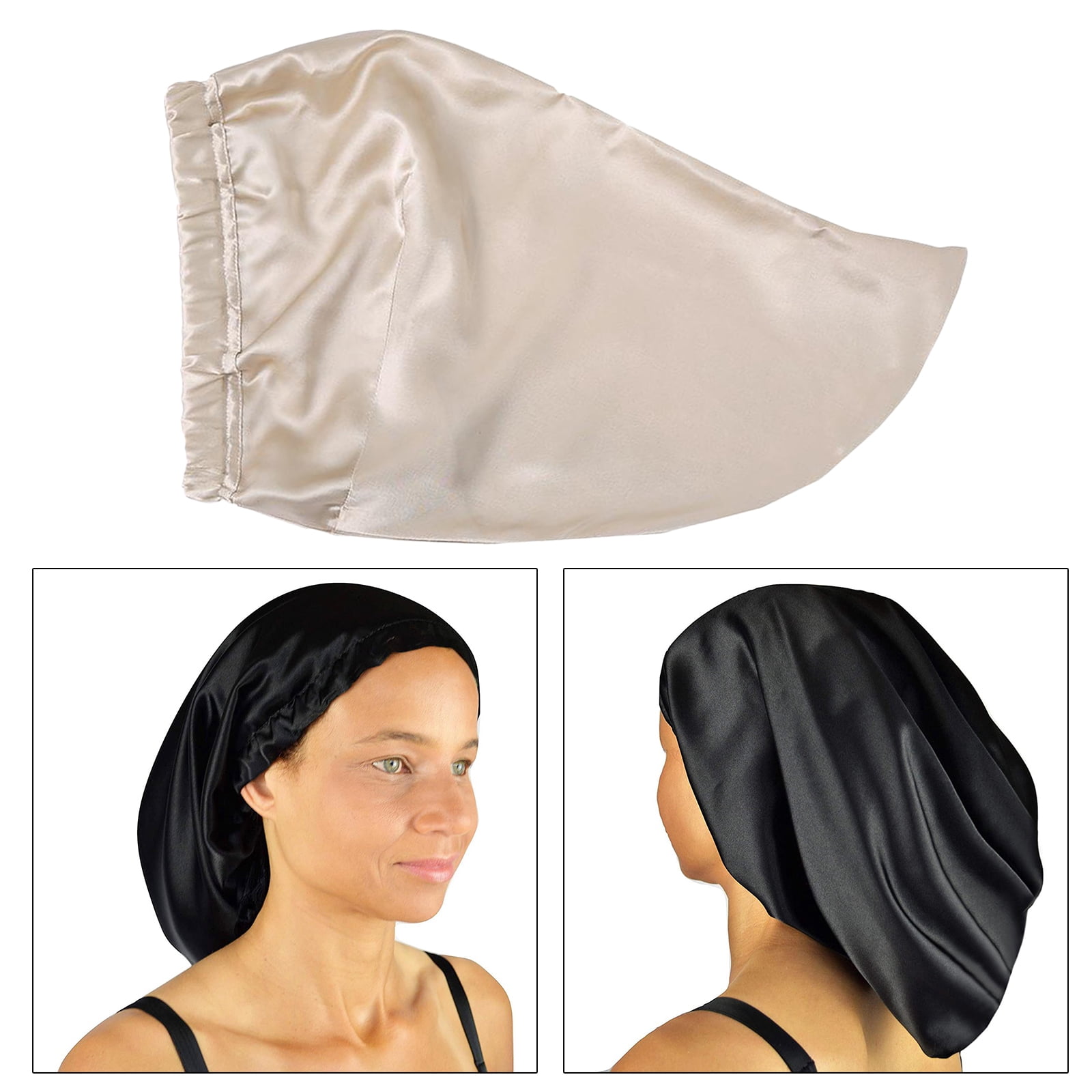 Women Silk Hats Hair Night Sleeping Hair Bonnet Hat Beige