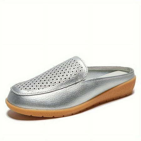 

HOLXE Women s Comfortable Slip On Closed Toe Flat Slide Shoes Perforated Mules Breathable Outdoor Slides-38