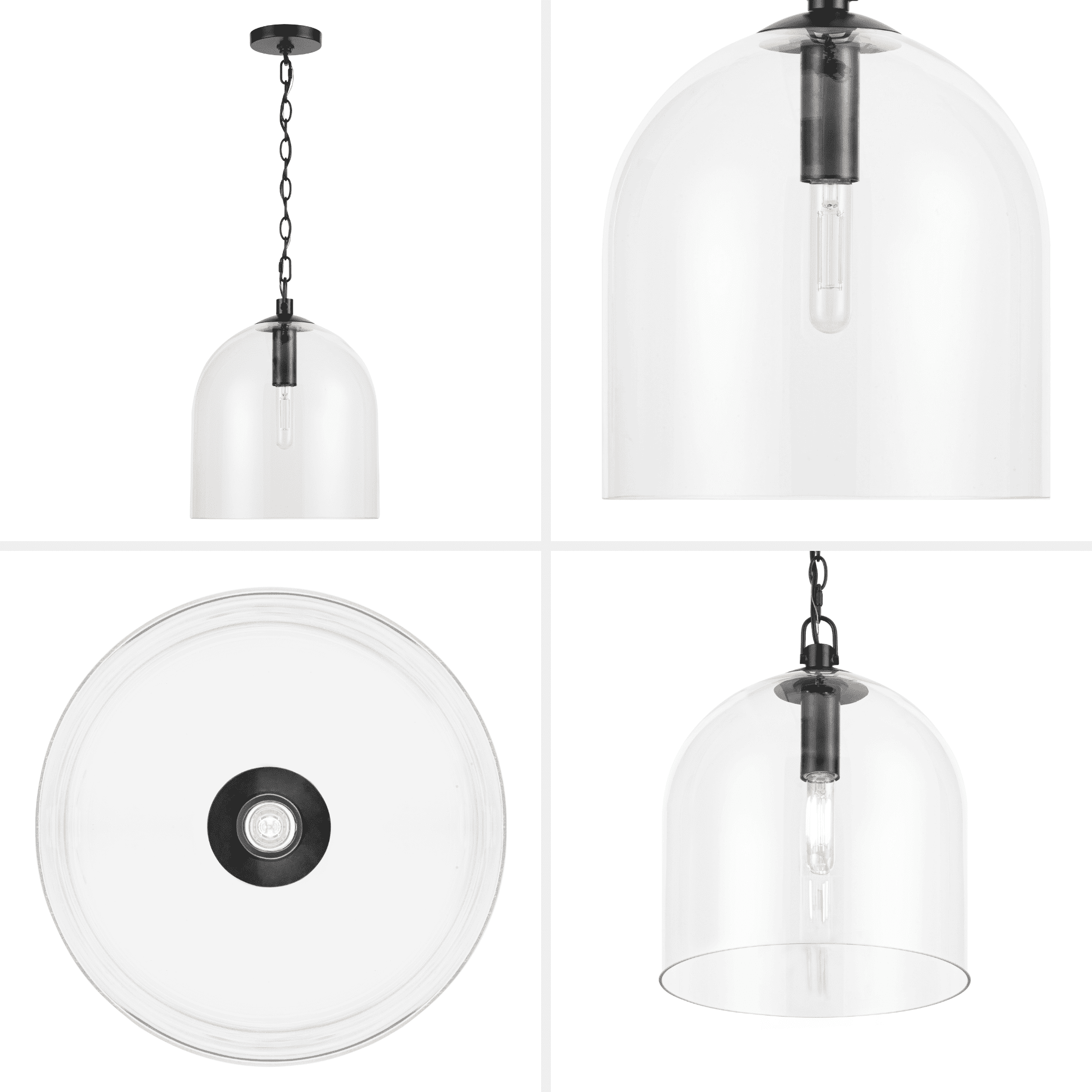 Prominence Home Hansley Matte Black 1-Light Pendant with Clear Glass
