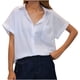thumbnail image 1 of Moda mujer Color sólido manga corta cómoda transpirable cuello en V camisa Tops Fridja bn6857, 1 of 1