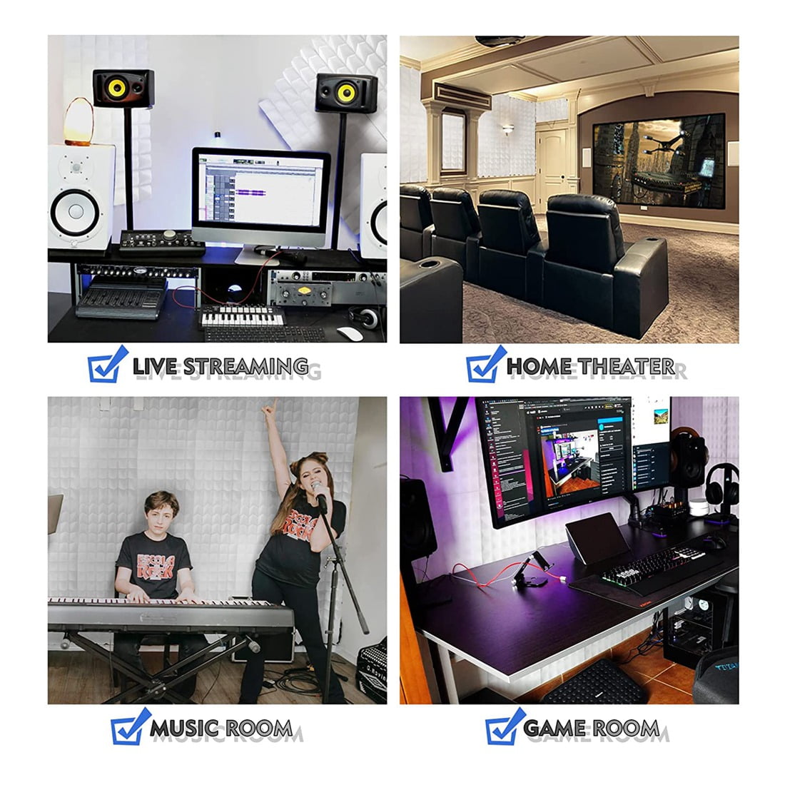 12 Pack Acoustic Panels,Sound Proof Foam Panels, Soundproofing Wedges,Wall Reduce Noise Foam,for Music ,Etc