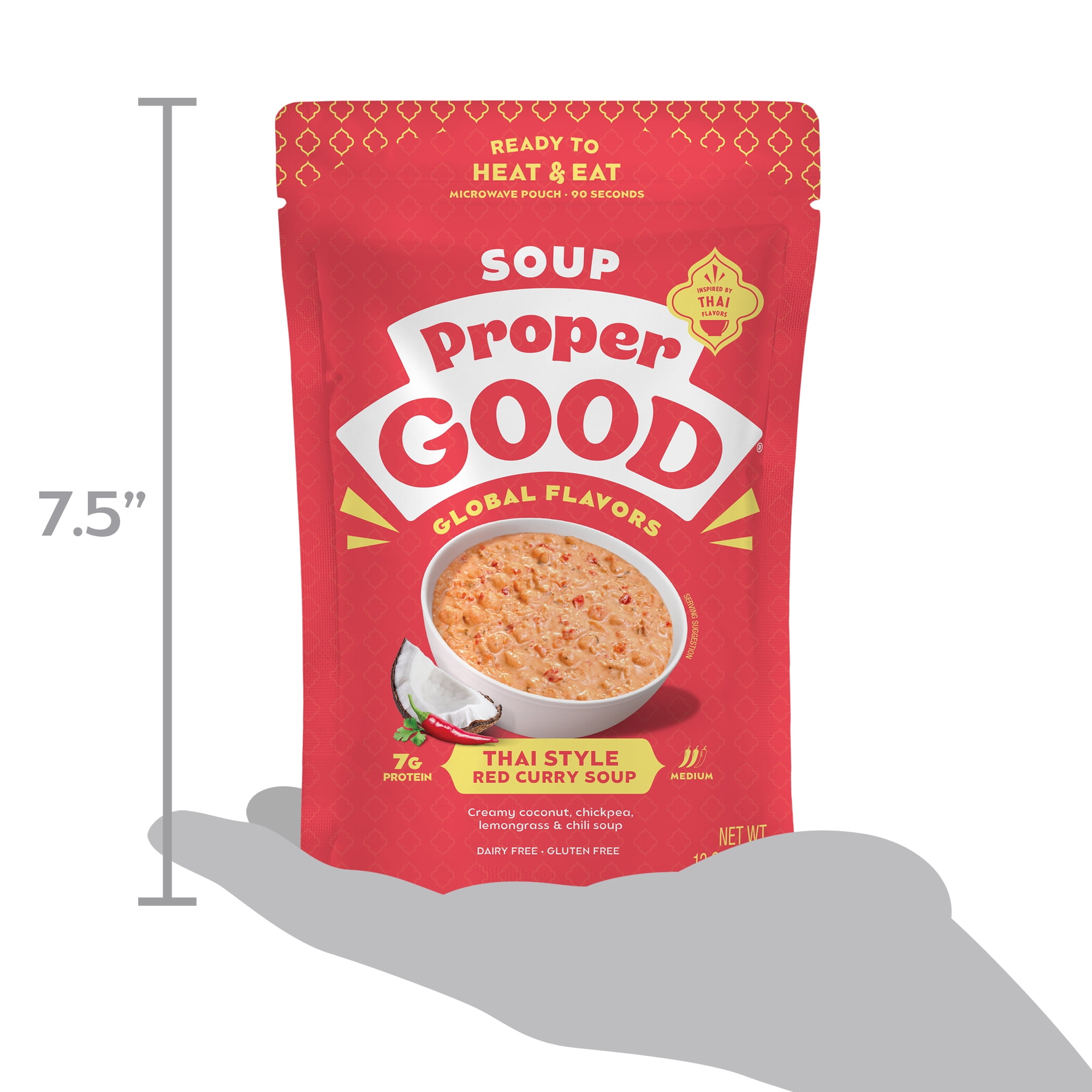 (2 pack) Proper Good Thai Style Red Curry Soup, Ready in 90 Seconds, Shelf Stable Meal, 12 oz