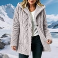 thumbnail image 6 of Women's Fuzzy Fleece Hooded Coat , Button Front Long Sleeve Loose Mid Length Loungewear Cardigan Winter Warm Jacket with Pockets Gray XL, 6 of 7
