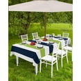 thumbnail image 4 of Outdoor Tablecloth with Umbrella Hole and Zipper Navy Blue Green Stripes Tablecloths 60x84 Waterproof Outside Table Cloths Contrast Striped Patio Table Cloth Cover for Outdoor Tables Garden, 4 of 6
