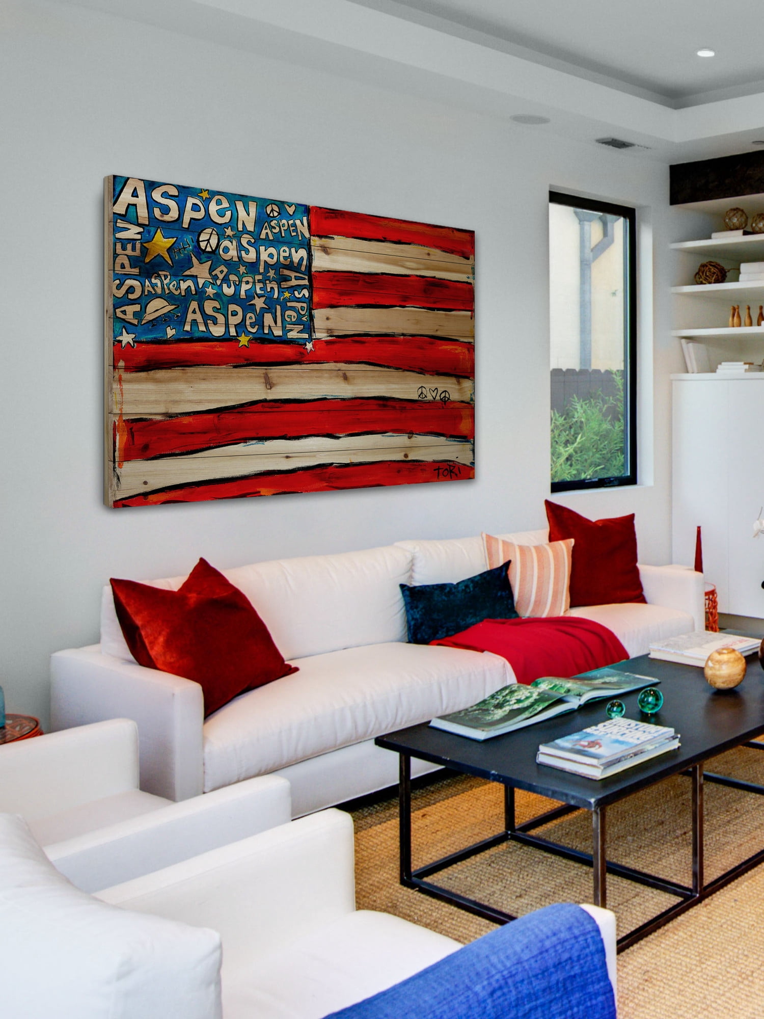 Marmont Hill "Aspen Flag" by Tori Campisi Painting Print on Natural Pine Wood