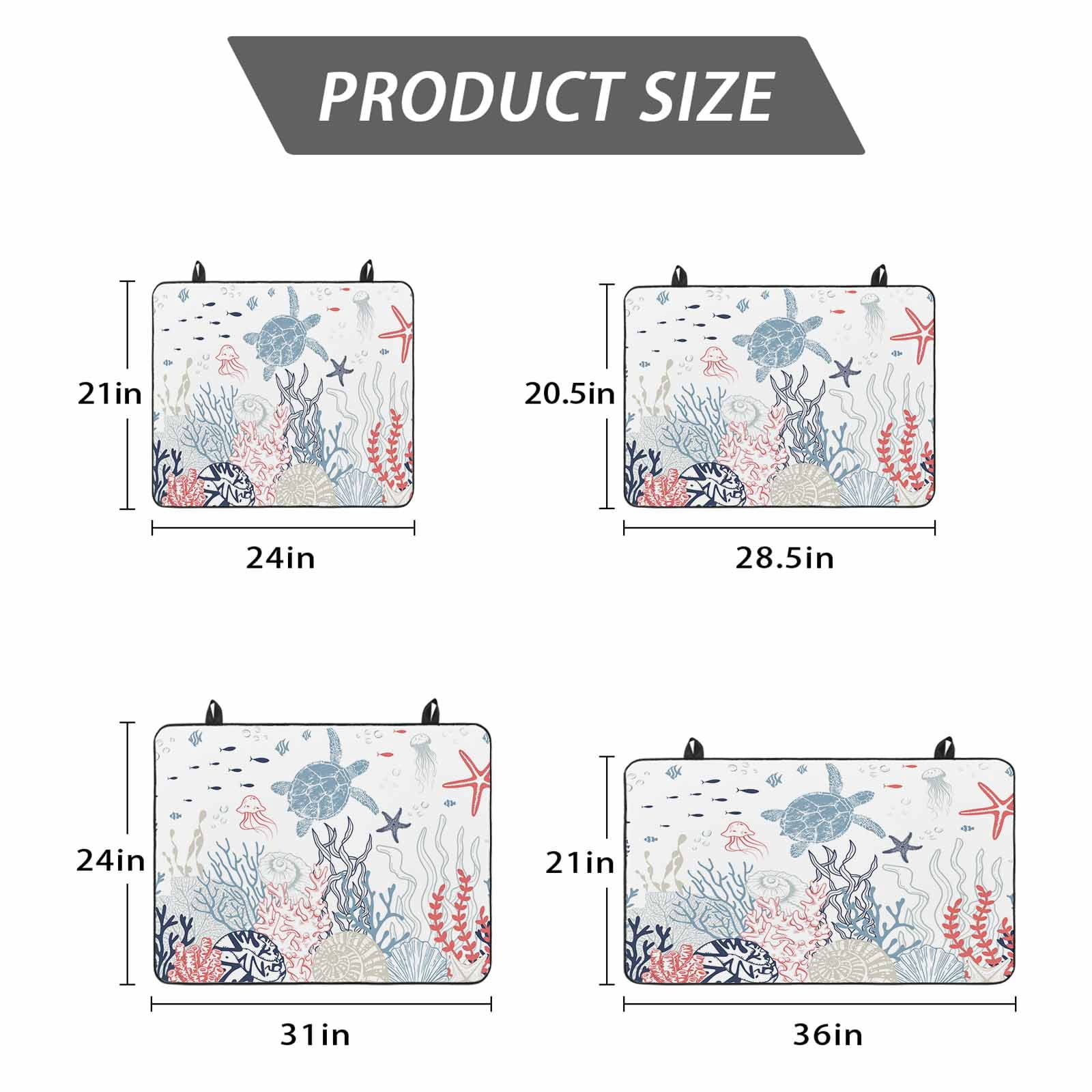 Navy Blue Coastal Stove Top Cover for Electric Stove, Heat-proof & Non Slip Glass Top Stove Cover Protector, Coral Turtle Starfish Jellyfish Kitchen Flat Cooktop Rubber Mat 31x24 Inches