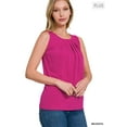 thumbnail image 2 of Zenana Women & Plus Slim Fit Round Neck Sleeveless Front Neck Pleated Blouse Tops w/Keyhole Back, 2 of 3