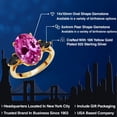 thumbnail image 2 of Gem Stone King 6.76 Ct Oval Pink Created Sapphire Black Onyx 18K Yellow Gold Plated Silver Ring, 2 of 6