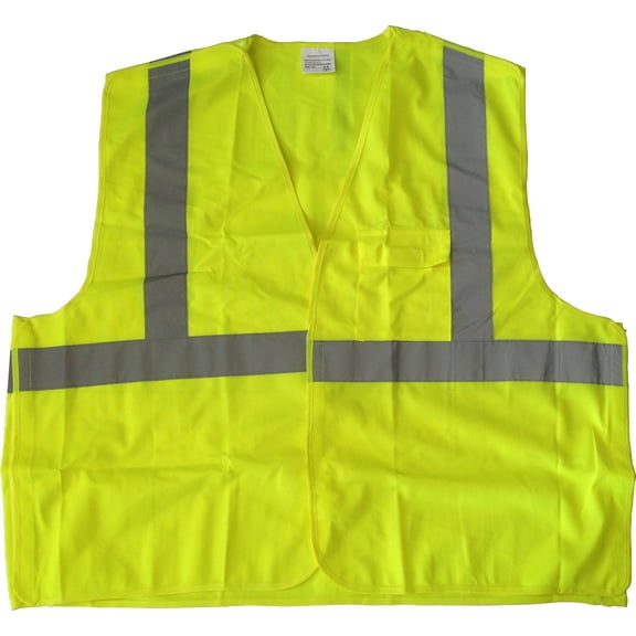 Boston Industrial Safety Vest Lime Green with Reflective Stripes Class 2 Velcro Tear Away 5 Point - Size XL