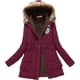 thumbnail image 1 of Winter Coats For Women Warm Hooded Outerwear Plush Hat Faux Fur Jacket With Pocket Lace Up Button Down Zipper Overcoat, 1 of 2