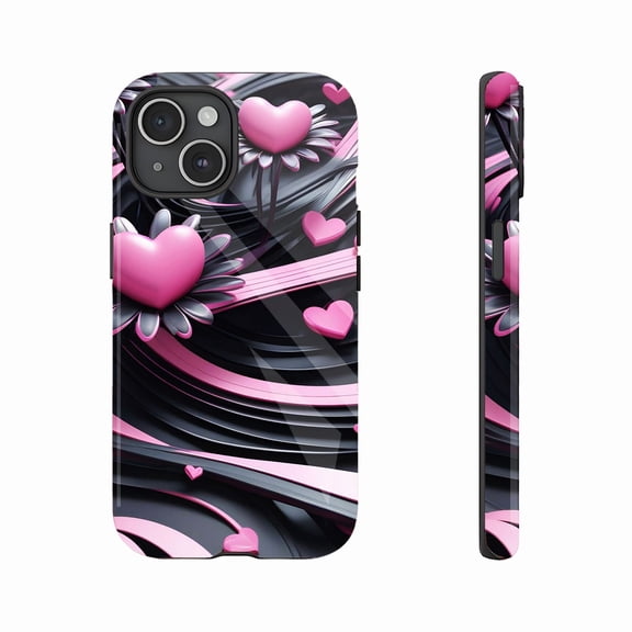 Valentine's Day Heart - shaped Floral 3D iPhone Case, Trendy Design for Fashion Enthusiasts, Compatible with iPhone 11/12/13/14/15/16 (Pro Max/Plus)