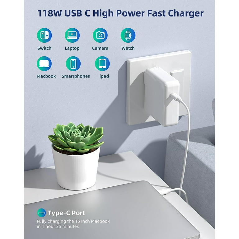  Mac Book Pro Charger - 118W USB C Fast Charger Power
