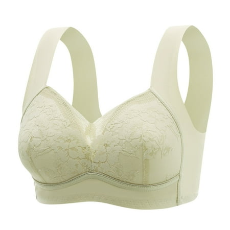 Yyeselk T-Shirt Bras for Women Sexy Plus Size Lace Bras Comfortable Push Up Bra Full Coverage Adjustable Wide Straps Breathable Bra Green M