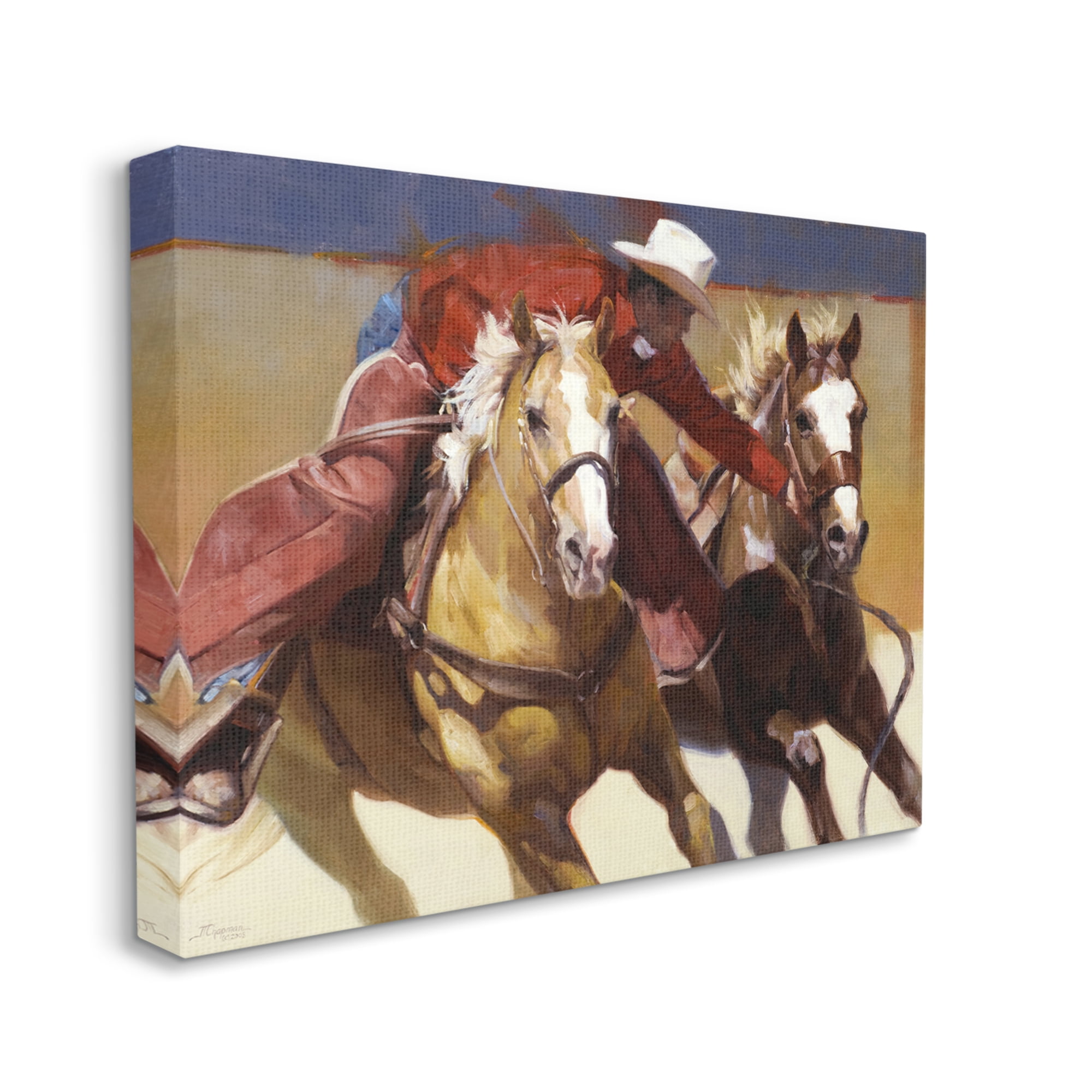 Stupell Industries Rodeo Cowboy Painting Animals & Insects Painting Gallery Wrapped Canvas Print Wall Art, 40 x 30