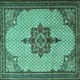 thumbnail image 1 of Ahgly Company Machine Washable Indoor Square Persian Turquoise Blue Traditional Area Rugs, 8' Square, 1 of 4