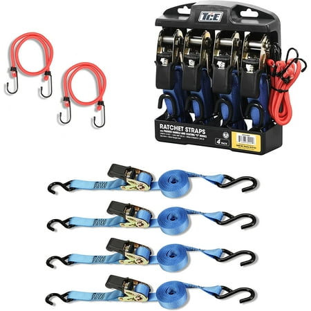 

TCE 15 Foot Ratchet Tie Down Straps with 500 lb Load Limit/1 500 lb Break Strength Blue Pack of 4 W09ZDU