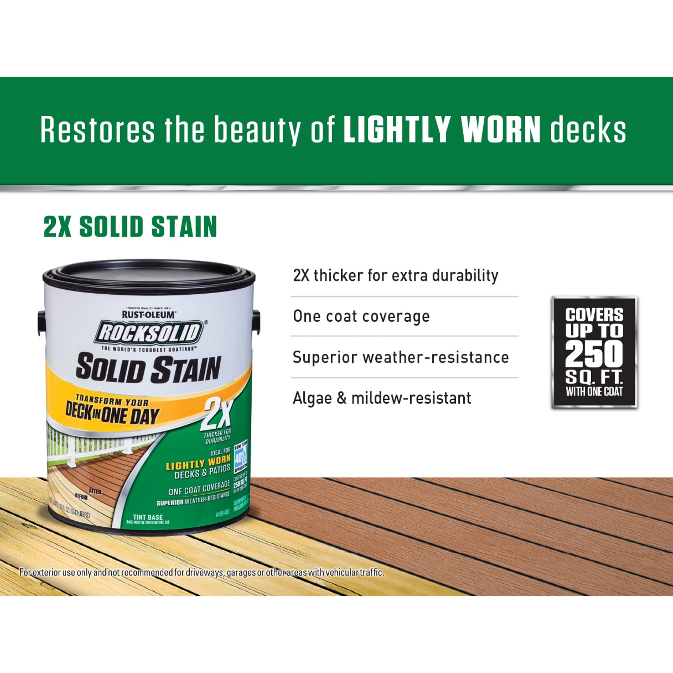 Gainsboro, Rust-Oleum RockSolid 2X Solid Exterior Wood Deck Stain-319756T, Gallon