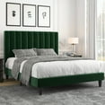 thumbnail image 3 of Allewie Full Size Velvet Upholstered Bed Frame with Vertical Channel Tufted Headboard, Green, 3 of 8